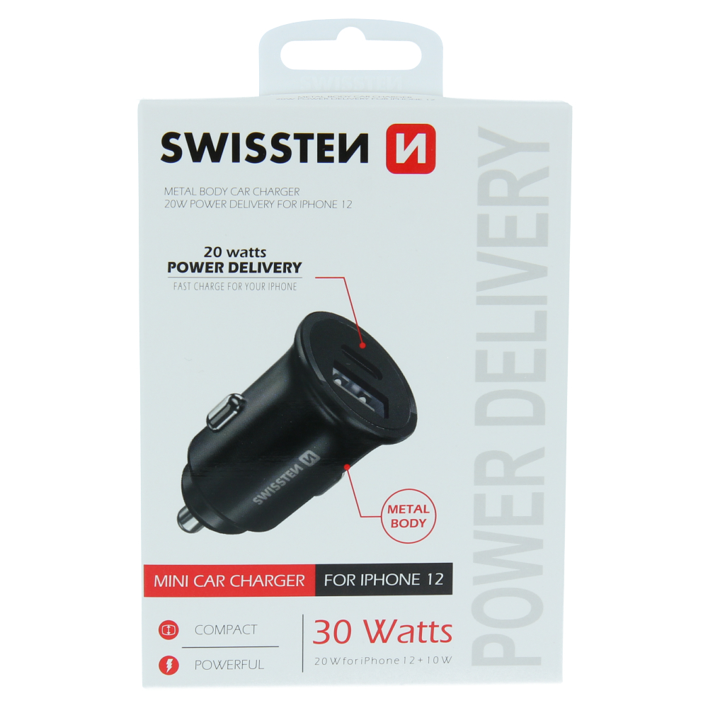 Swissten Power Delivery Car Charger (30W) - 20119100 - Black-
