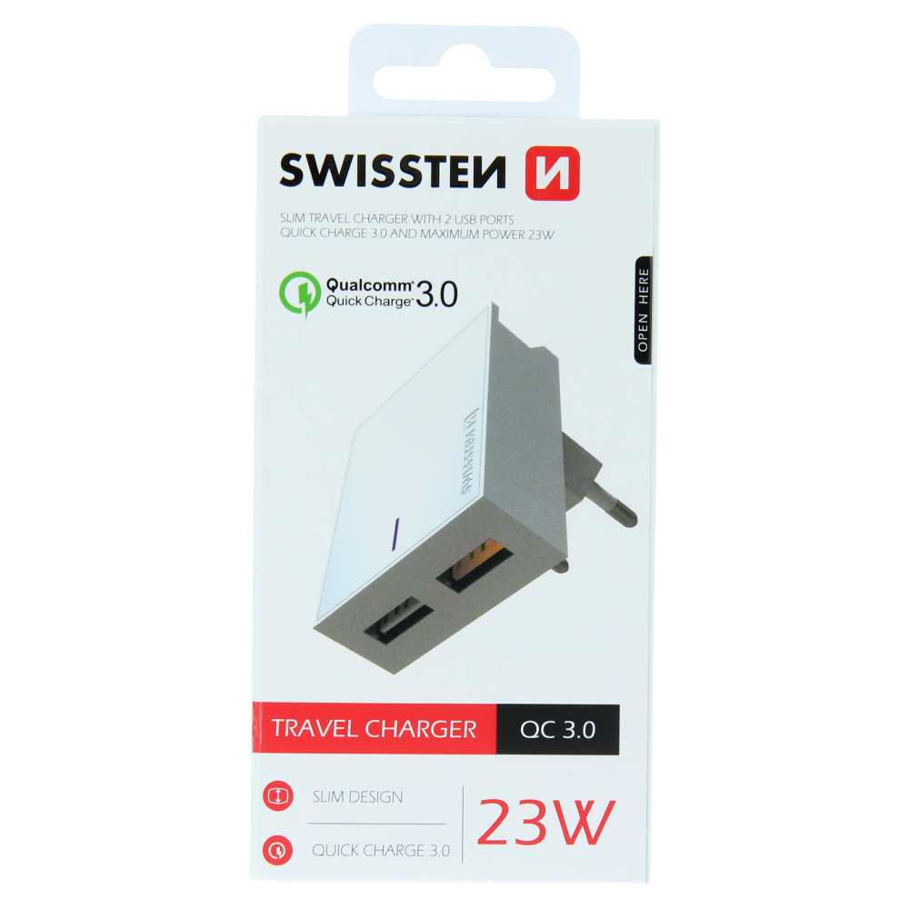 Swissten Slim Travel Charger (23W) - 22049600 - White