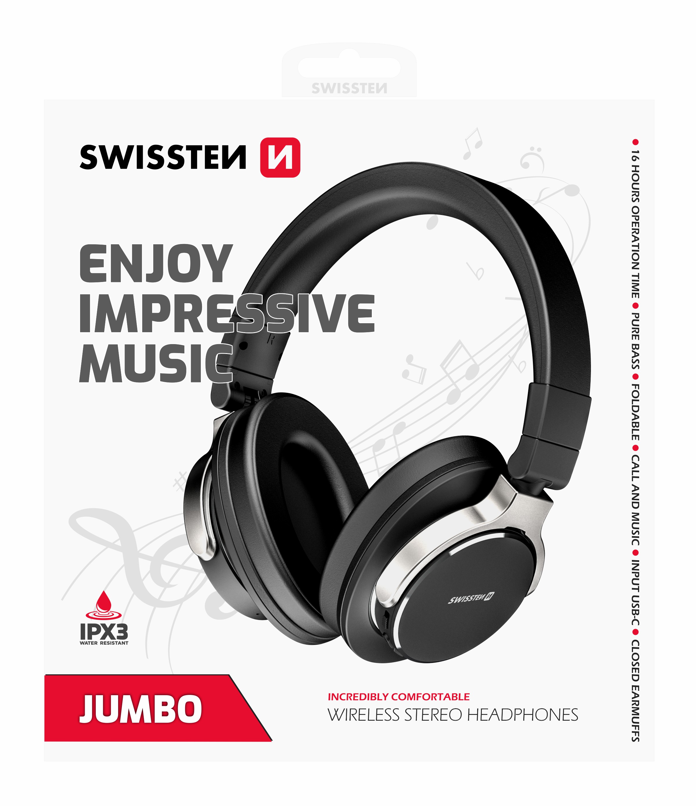 Swissten Jumbo Stereo Headphones - 52510600 - Black-