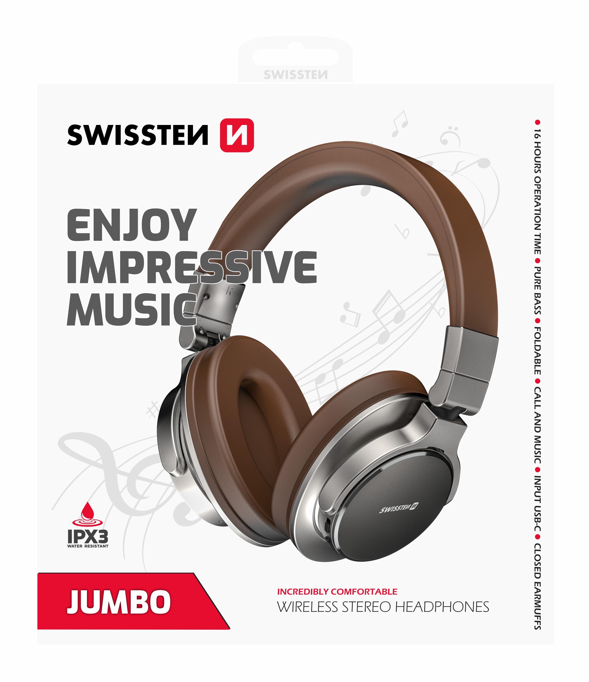 Swissten Jumbo Stereo Headphones - 52510610 - Brown-