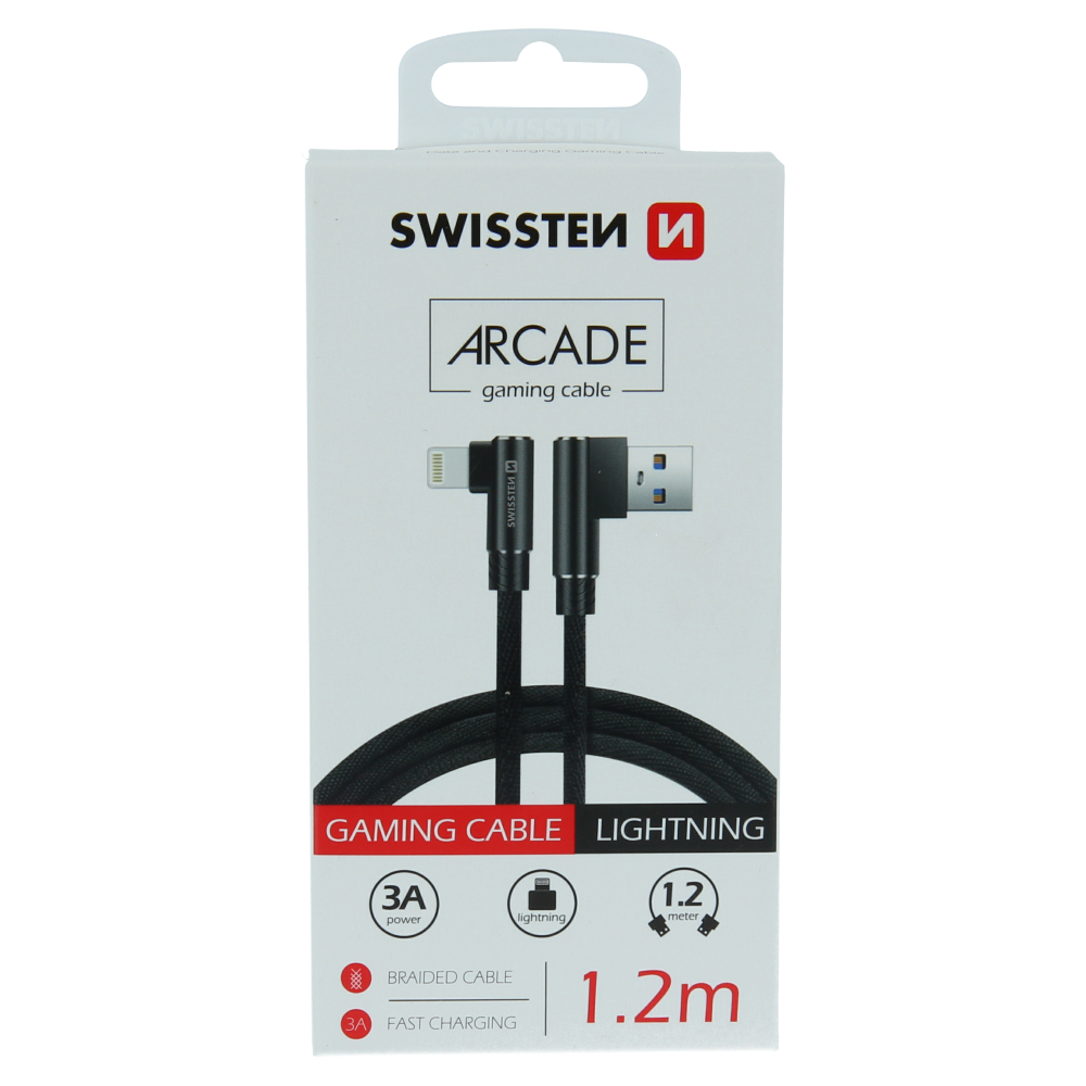 Swissten Arcade Gaming  Lightning Cable - 71527700 - 1.2m - Black