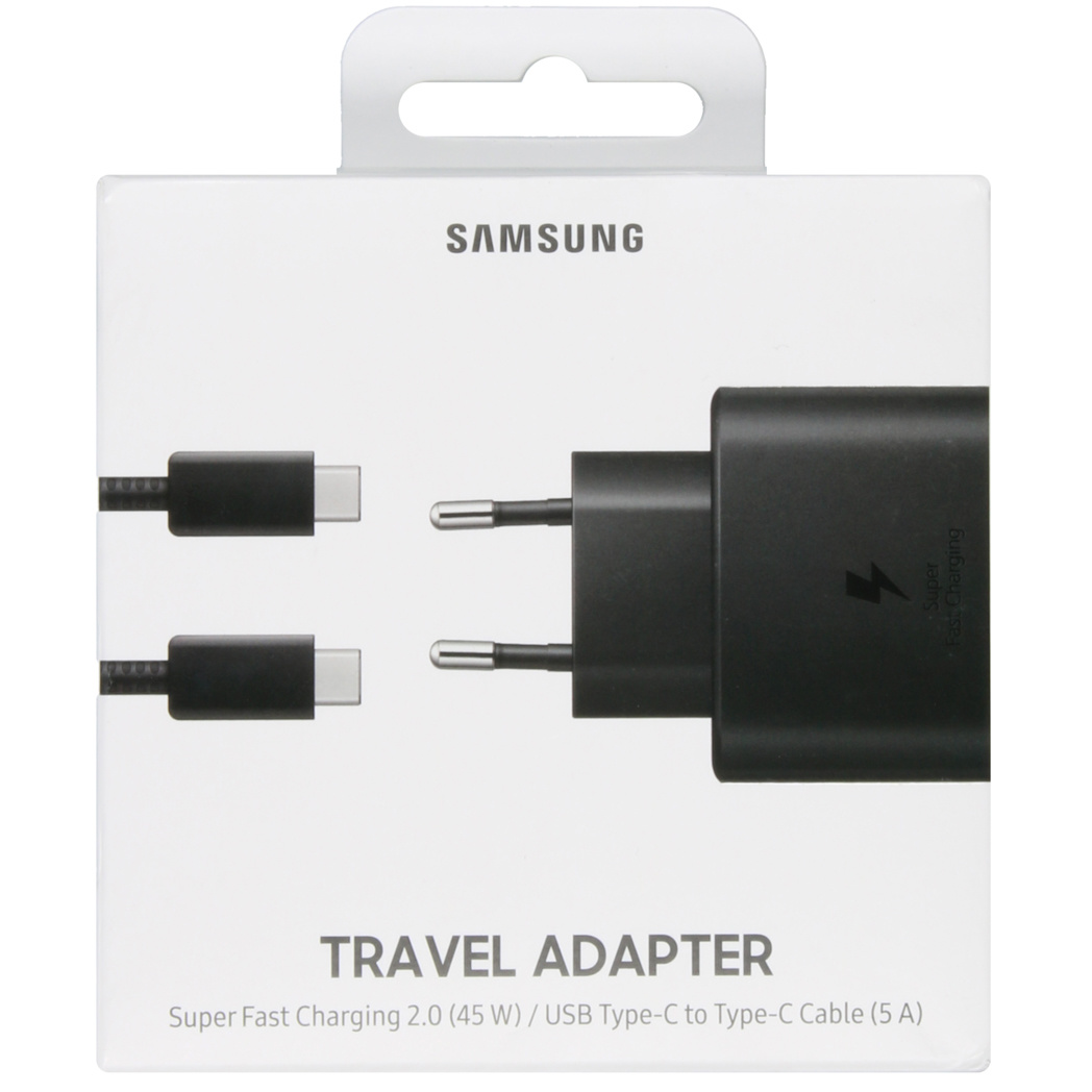 Samsung Super Fast Charging 2.0 Travel Adapter (45W) + Type-C to Type-C USB (5A) Cable EP-TA845XBEGWW - Black