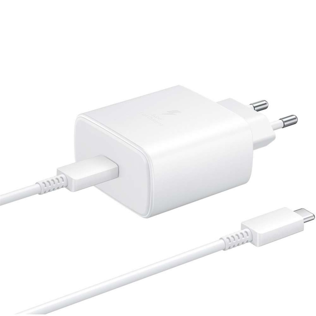 Samsung Super Fast Charging 2.0 Travel Adapter (45W) + Type-C to Type-C USB (5A) Cable EP-TA845XWEGWW - White