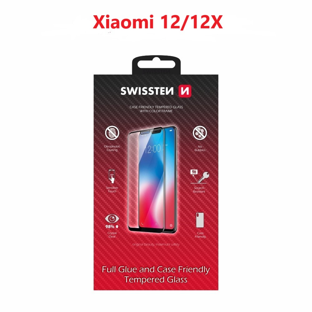 Swissten Xiaomi 12 (2201123G)/12X (2112123AC) Tempered Glass - 54501820 - Full Glue - Black-
