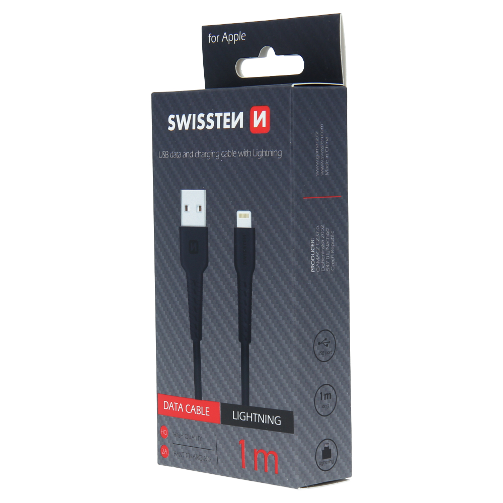 Swissten Lightning Cable - 71505540 - 1m - Black