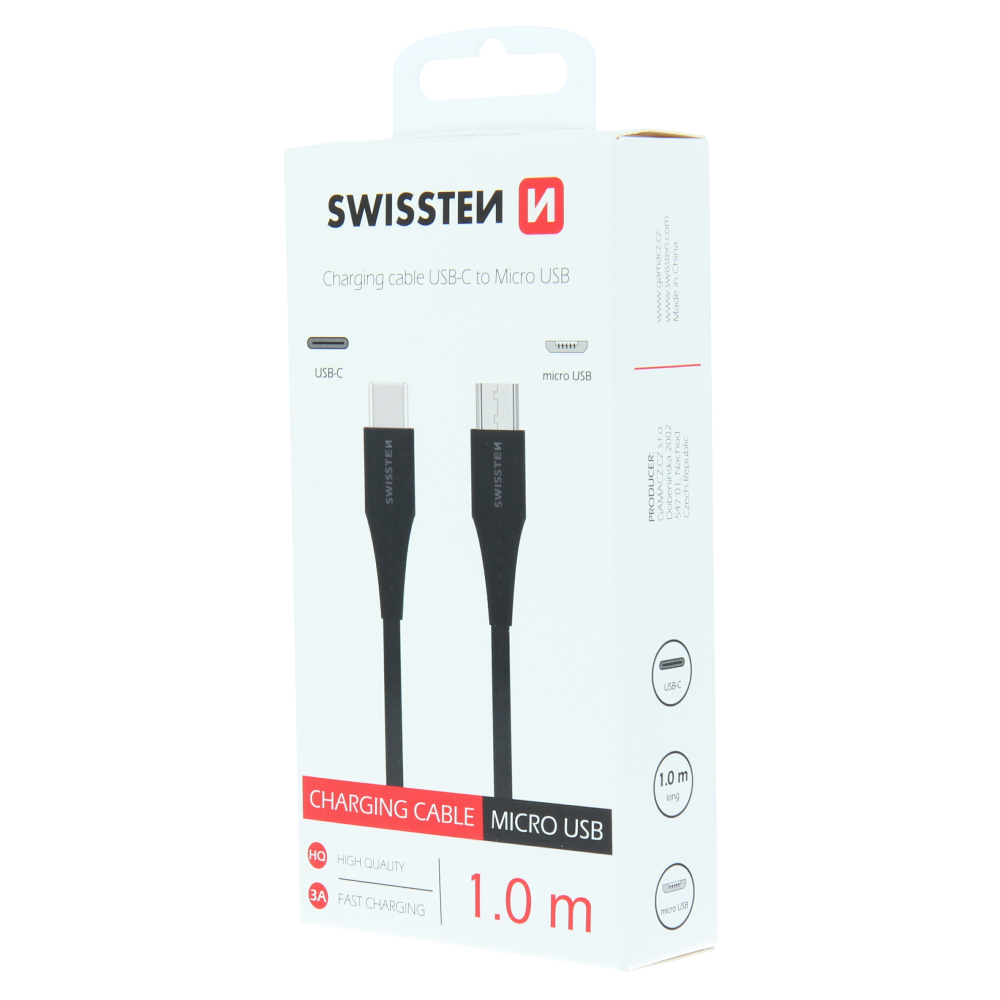 Swissten Type-C To Micro USB Cable - 71506511 - 1m - Black-