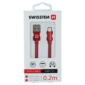Swissten Textile Type-C USB Cable - 71521106 - 0.2m - Red