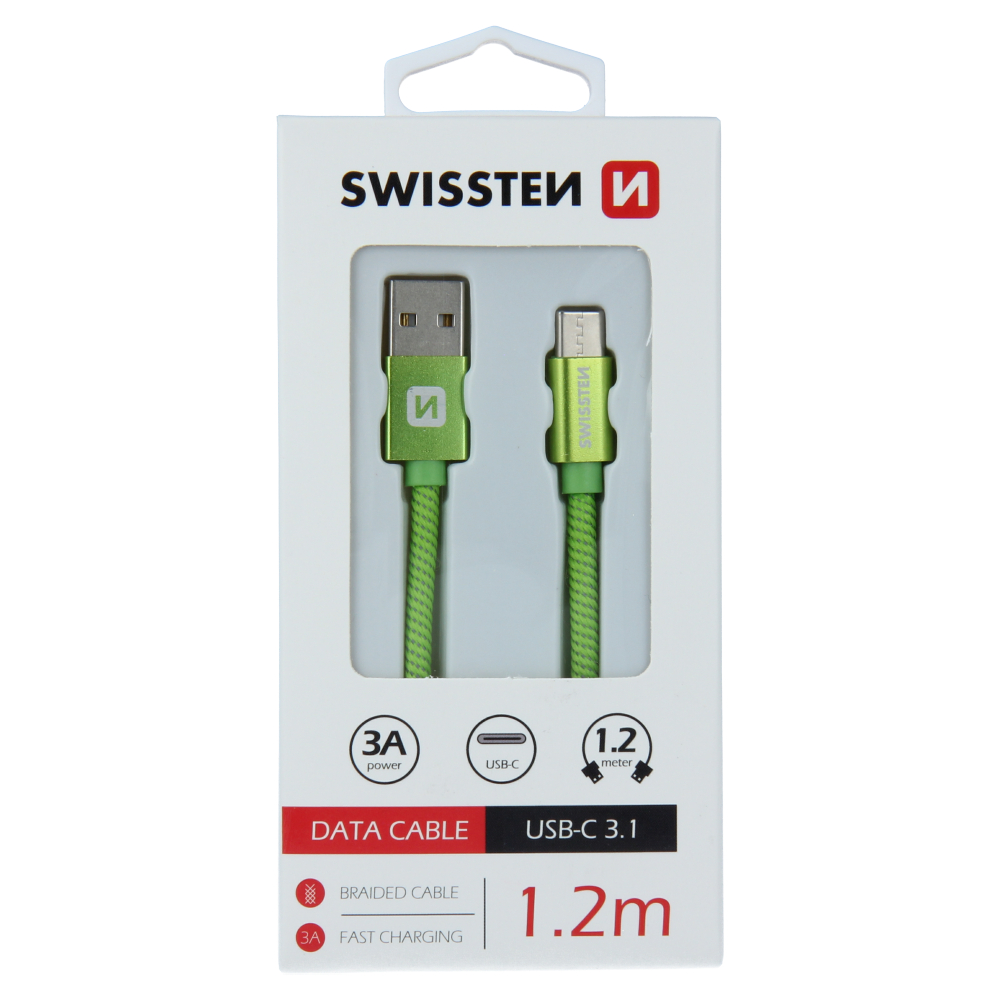 Swissten Textile Type-C USB Cable - 71521207 - 1.2m - Green