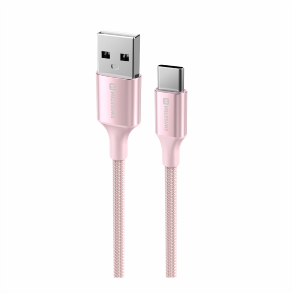 Swissten Textile II USB-A To Type-C USB Cable - 71521311 - 1.5 Meter - Pink