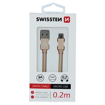 Swissten Textile Micro USB Cable - 71522104 - 0.2m - Gold