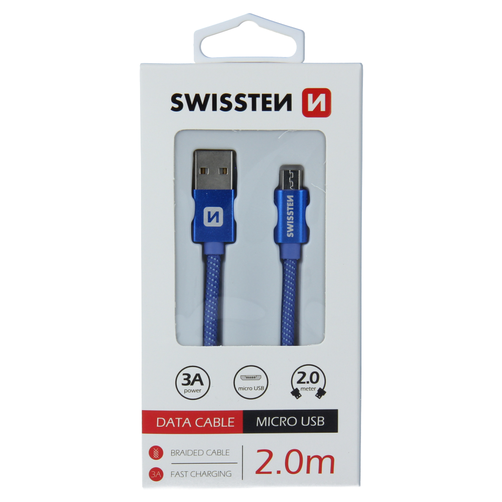 Swissten Textile Micro USB Cable - 71522308 - 2m - Blue