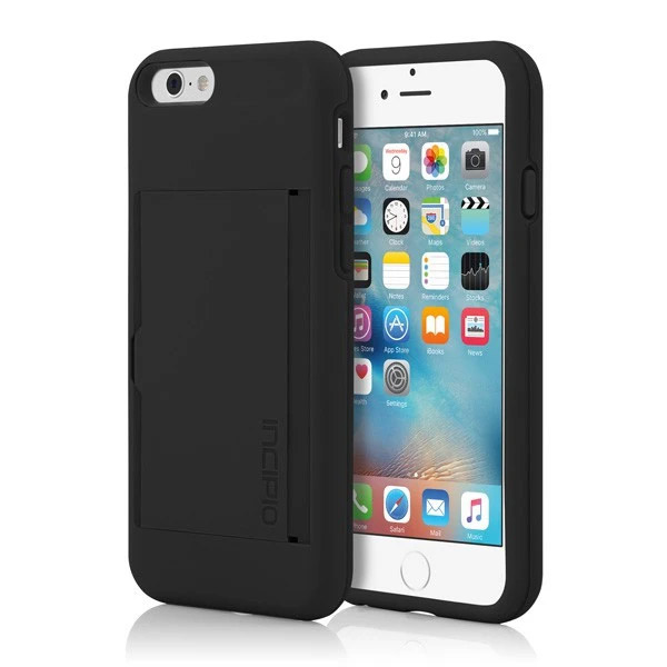Incipio - iPhone 6G/iPhone 6S - Credit Card With Kick Stand Case - Black