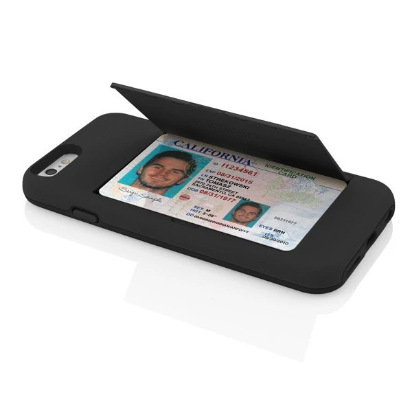 Incipio - iPhone 6G/iPhone 6S - Credit Card With Kick Stand Case - Black