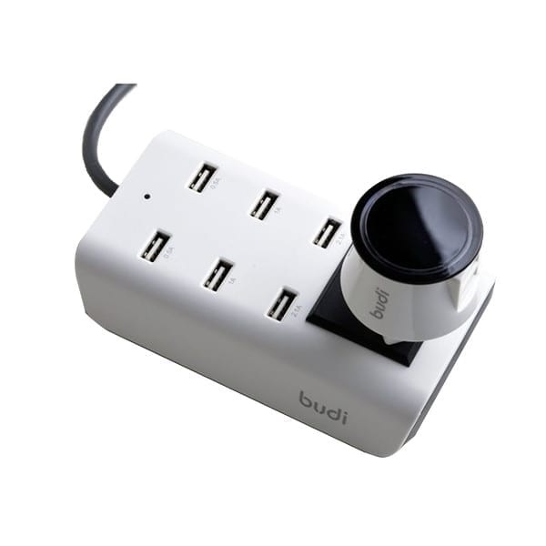 Budi 6 USB Home Charger With 1 General Socket 