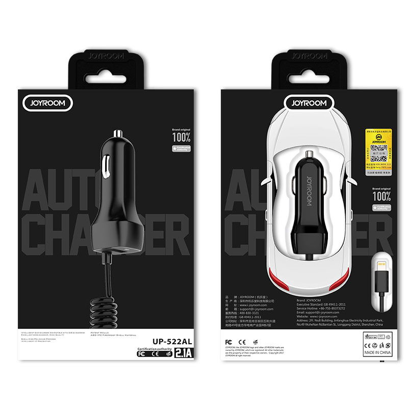 Joyroom - UP-522AL- 2.1A Car charger - Type-C - Black
