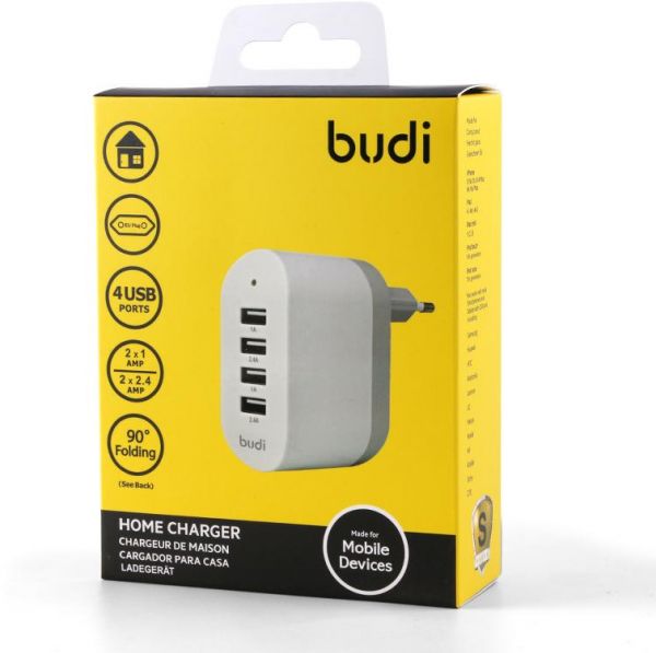 Budi 4 USB Home Charger With EU Plug 