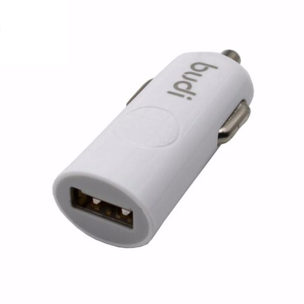 Budi 1 USB Car Charger With LED Indicator - White 