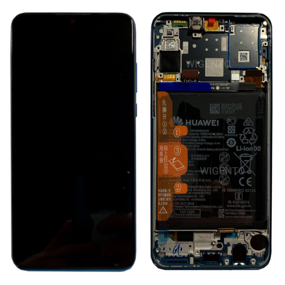 Huawei P30 Lite (MAR-LX1M) LCD Display + Touchscreen + Frame - Incl. Battery And Parts - 02352RPW  Midnight Black