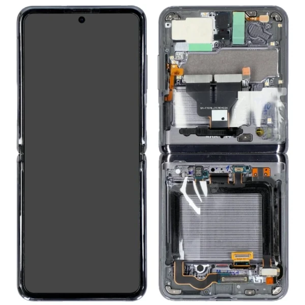 Samsung SM-F707B Galaxy Z Flip 5G LCD Display + Touchscreen + Frame - GH82-23414A/GH82-23351A - (No Camera) - Grey