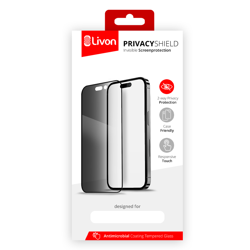 Livon iPhone 7 Plus/iPhone 8 Plus Tempered Glass - PrivacyShield - Black