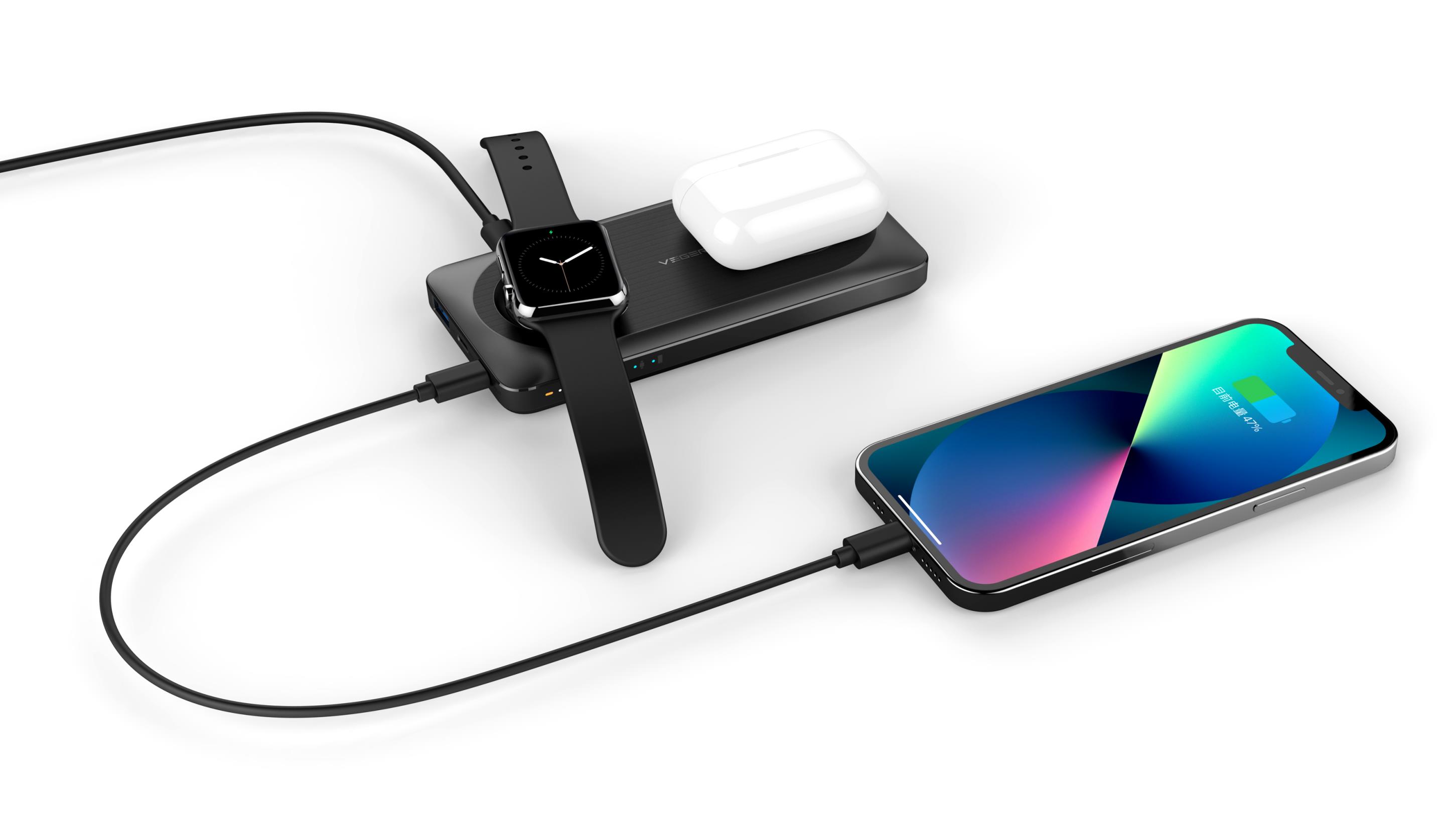 Veger MagMulti Wireless PowerBank - for iPhone/ iWatch/ AirPods Pro - PD20W 10000mAh