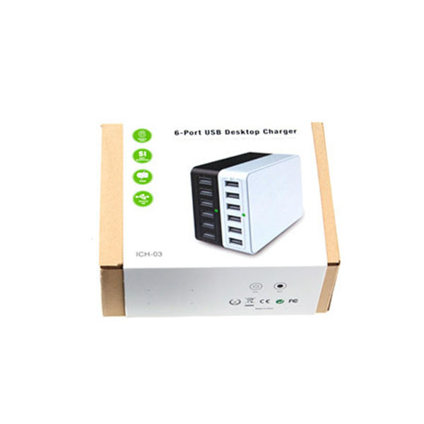 Smart Identification - ICH-S03 - 6 Port Desktop USB Charger - Black