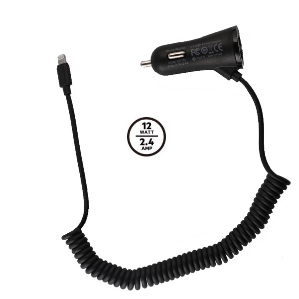 Budi 2 USB Car Charger + Type-C Cable 