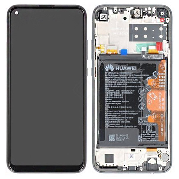 Huawei P40 Lite E (ART-L29)/Y7p (ART-L29) LCD Display + Touchscreen + Frame Incl. Battery and Parts 02353FMW Black