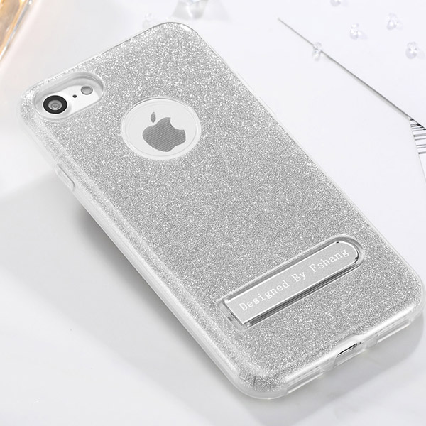 Fshang iPhone 7/iPhone 8/iPhone SE (2020) TPU Case - Rose Stand - Silver