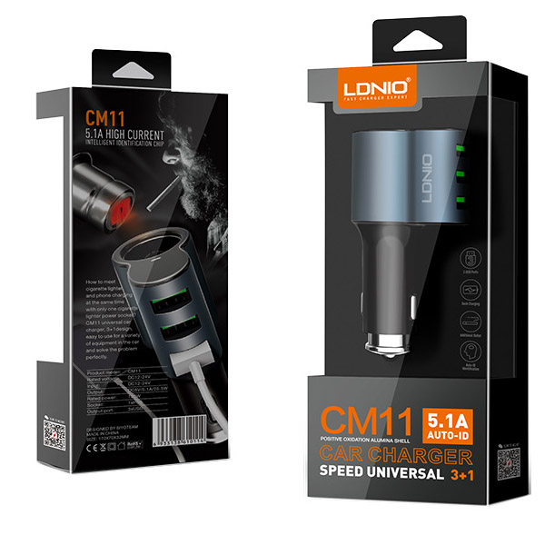 LDNIO CM11 - Fast Auto 3 USB Ports Car charger Adapter - Navy Blue