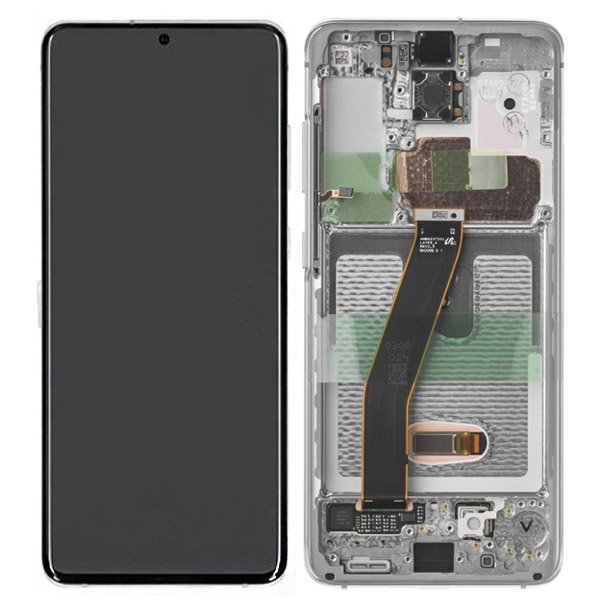 Samsung G980F Galaxy S20/G981F Galaxy S20 5G LCD Display + Touchscreen + Frame GH82-22123B/GH82-22131B Cloud White