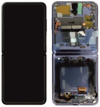 Samsung SM-F700F Galaxy Z Flip LCD Display + Touchscreen + Frame - GH82-22215A/GH82-22347A - Mirror Black