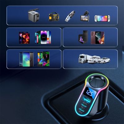 Joyroom Car Charger 4-in-1, Bluetooth Fm Transmitter C+C+U+Cigarette, PD 150W, Black (JR-CL21)