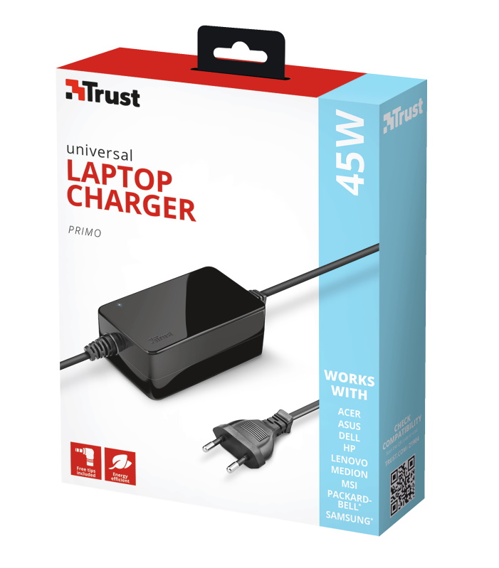 Trust Primo Universal Laptop Charger 45W-19V