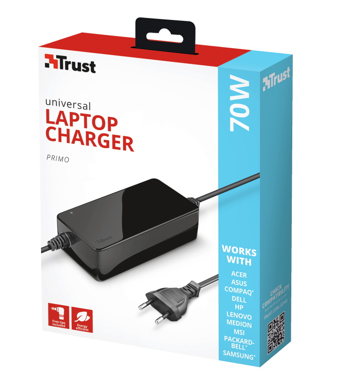 Trust Primo Universal Laptop Charger 70W-19V