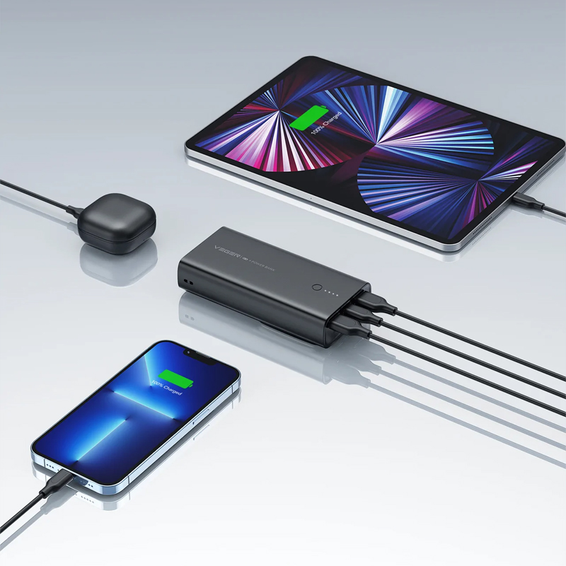 Veger (ACE100) Fast Charging Powerbank Folding EU-Plug - 10.000mAh - Black