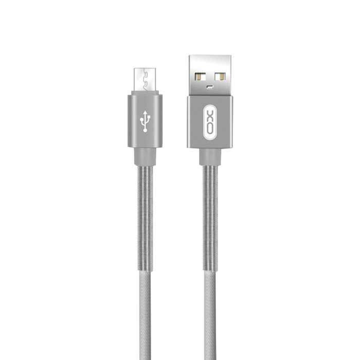 XO Spring Durable Braided Micro to Charge & Sync USB Cable - 100CM NB27 - Silver